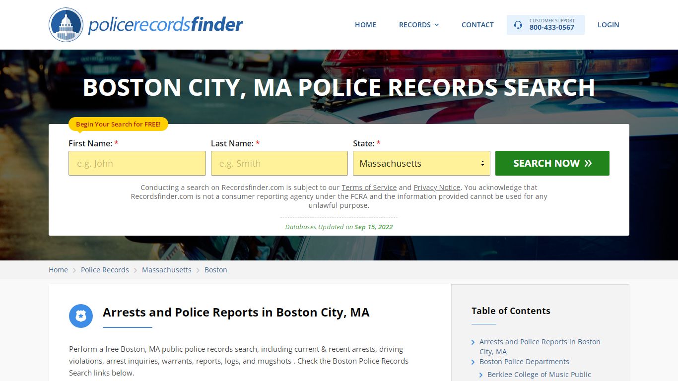 BOSTON CITY, MA POLICE RECORDS SEARCH - RecordsFinder